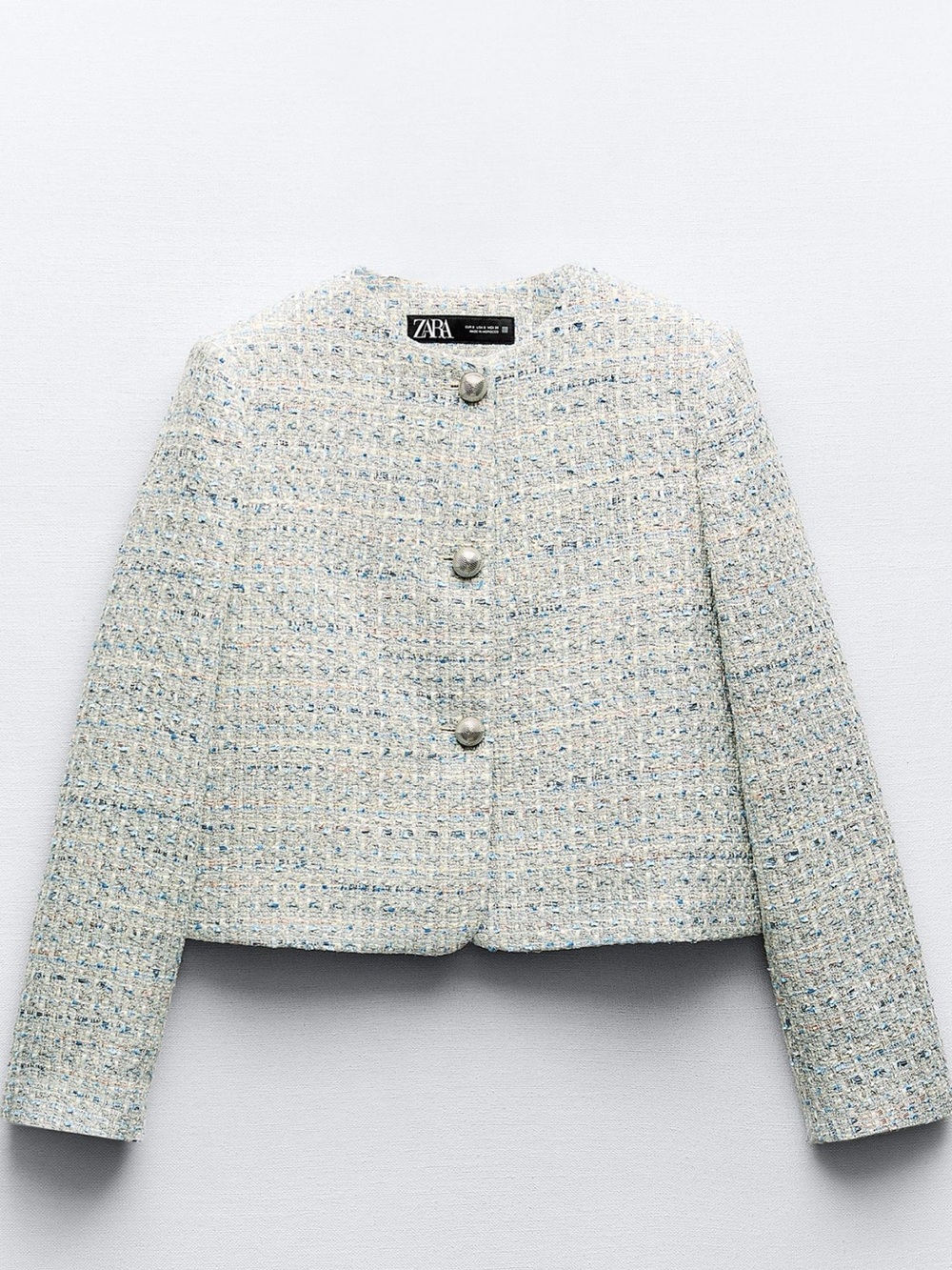 ZARA Light Blue Tweed Cropped Jacket and Skort Set